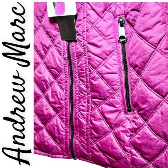 NWT ANDREW MARC Fuchsia Quilted Puffer Vest, Size Small - Picture 7 of 12